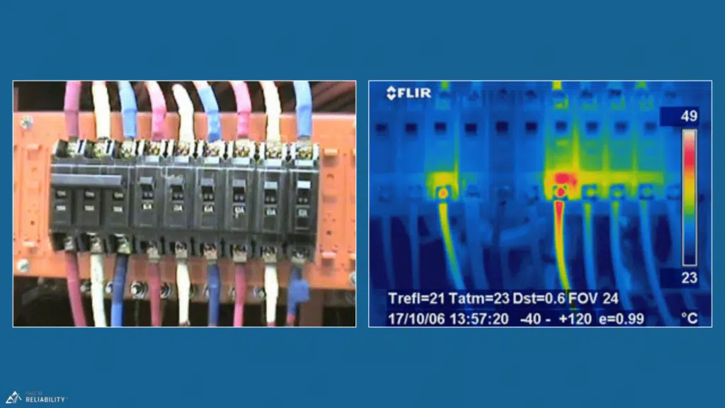 a normal picture and a thermal imaging of electrical components