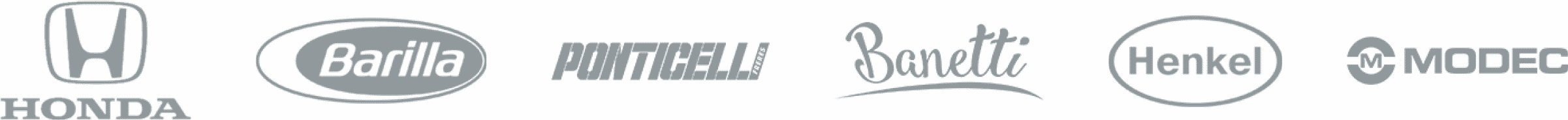 Logos of Reliability Academy clients including Honda, Barilla, Ponticelli, Bonetti, Henkel, and Modec