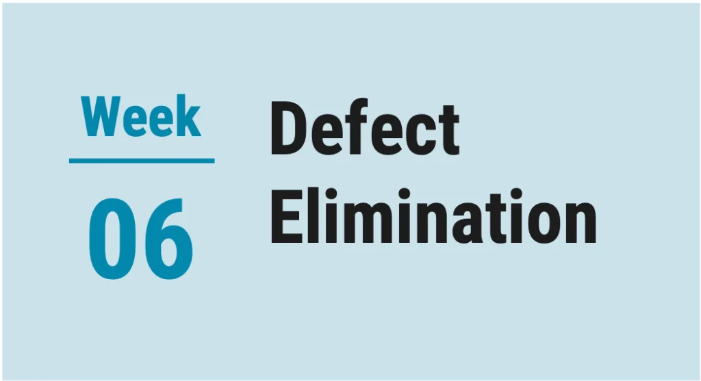 Picture that says Week 6 Defect Elimination