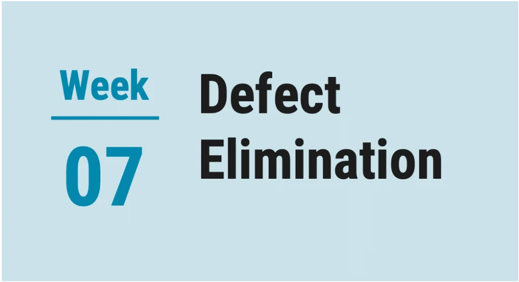 Picture that says Week 7 Defect Elimination